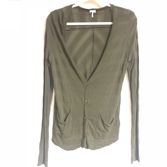 SPLENDID Olive Green Chevron Cardigan Sweater M - Picture 8 of 8